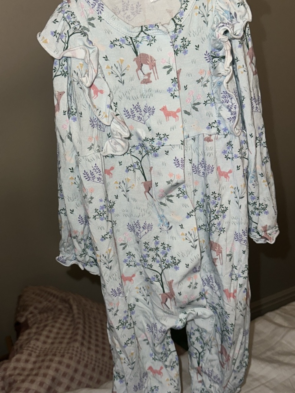 Magnetic Me Mint Deer Print Ruffle One-Piece - Picture 2 of 3